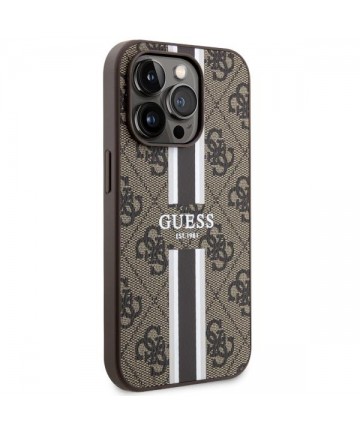 Guess GUHMP14LP4RPSW iPhone 14 Pro 6.1" brown/brown hardcase 4G Printed Stripes MagSafe