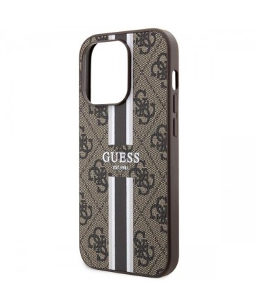 Guess GUHMP14LP4RPSW iPhone 14 Pro 6.1" brown/brown hardcase 4G Printed Stripes MagSafe