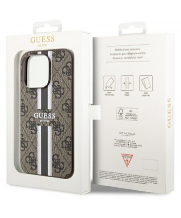 Guess GUHMP14LP4RPSW iPhone 14 Pro 6.1" brown/brown hardcase 4G Printed Stripes MagSafe