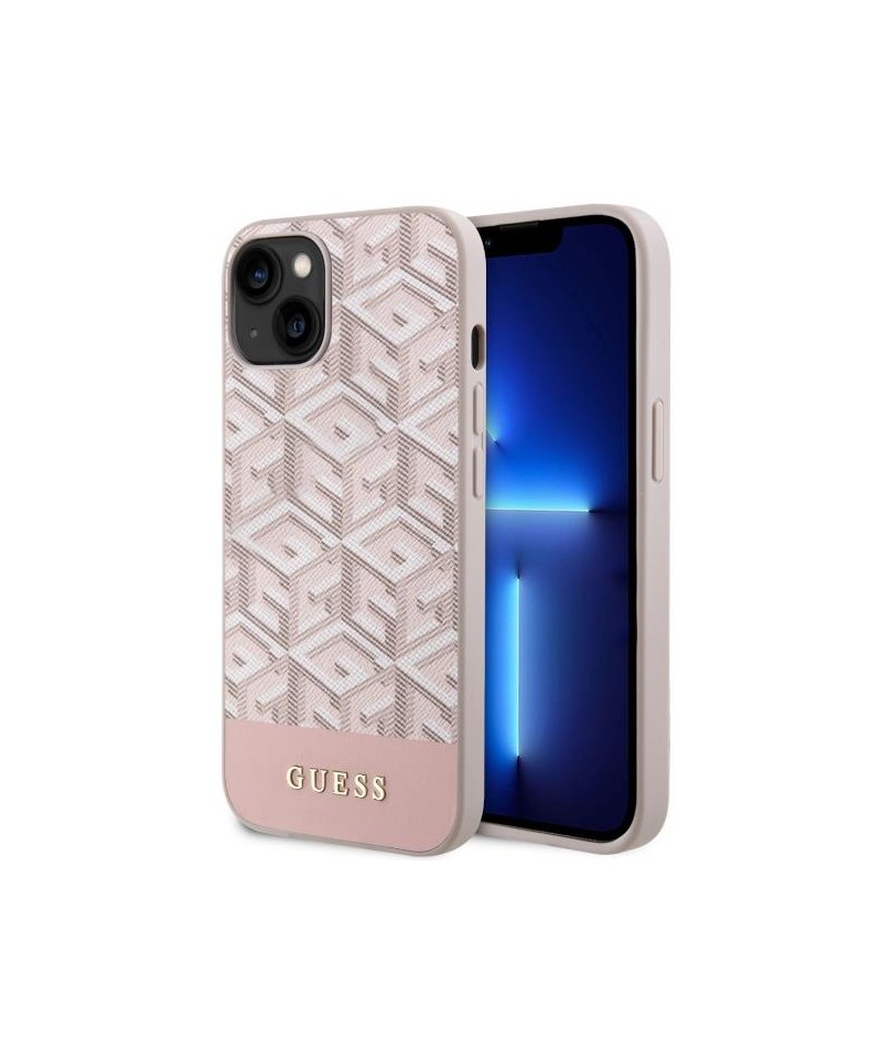 Guess GUHMP14MHGCFSEP iPhone 14 Plus 6.7" pink/pink hard case GCube Stripes MagSafe