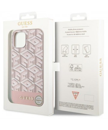 Guess GUHMP14MHGCFSEP iPhone 14 Plus 6.7" pink/pink hard case GCube Stripes MagSafe