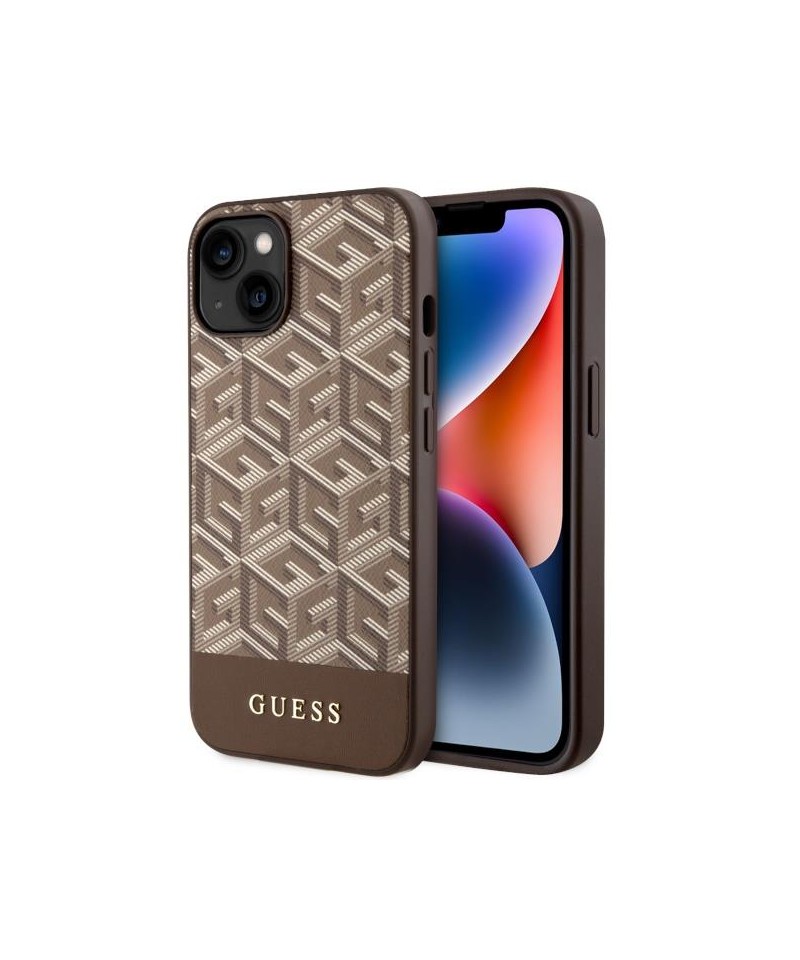 Guess GUHMP14MHGCFSEW iPhone 14 Plus 6.7" brown/brown hard case GCube Stripes MagSafe