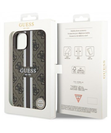 Guess GUHMP14MP4RPSW iPhone 14 Plus 6.7" brown/brown hardcase 4G Printed Stripes MagSafe