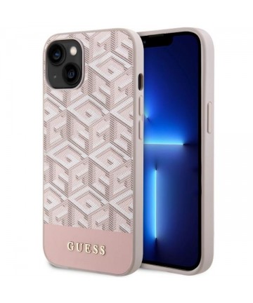 Guess GUHMP14SHGCFSEP iPhone 14 6.1" pink/pink hard case GCube Stripes MagSafe
