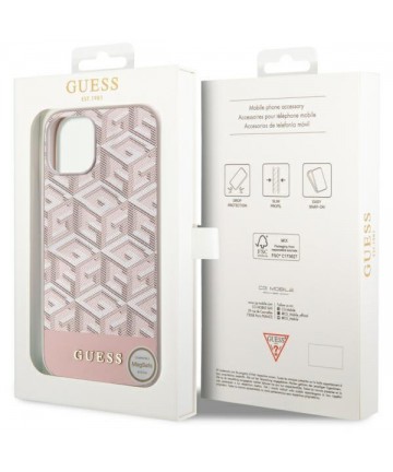 Guess GUHMP14SHGCFSEP iPhone 14 6.1" pink/pink hard case GCube Stripes MagSafe