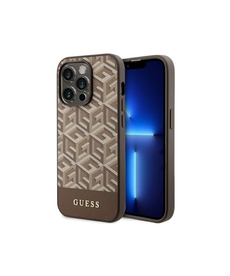 Guess GUHMP14XHGCFSEW iPhone 14 Pro Max 6.7" brown/brown hard case GCube Stripes MagSafe