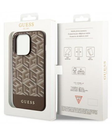 Guess GUHMP14XHGCFSEW iPhone 14 Pro Max 6.7" brown/brown hard case GCube Stripes MagSafe