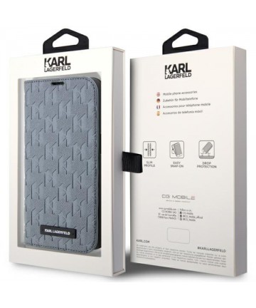 Karl Lagerfeld KLBKP14LSAKLHPG iPhone 14 Pro 6.1" bookcase silver/silver Saffiano Monogram