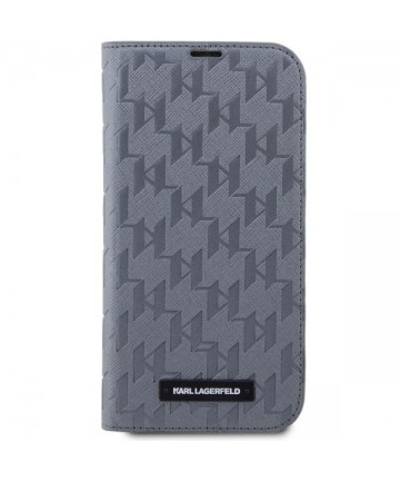 Karl Lagerfeld KLBKP14SSAKLHPG iPhone 14 6.1" bookcase silver/silver Saffiano Monogram