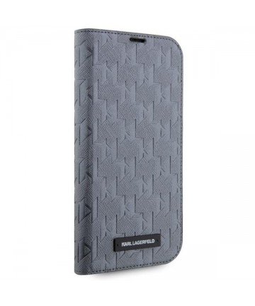 Karl Lagerfeld KLBKP14SSAKLHPG iPhone 14 6.1" bookcase silver/silver Saffiano Monogram
