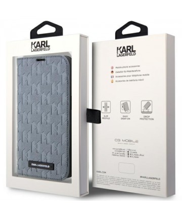 Karl Lagerfeld KLBKP14SSAKLHPG iPhone 14 6.1" bookcase silver/silver Saffiano Monogram