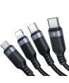 Joyroom Multi-Use Series S-A18 4in1 USB-A - USB-C / USB-C / Lightning / micro USB cable 1.2m - black