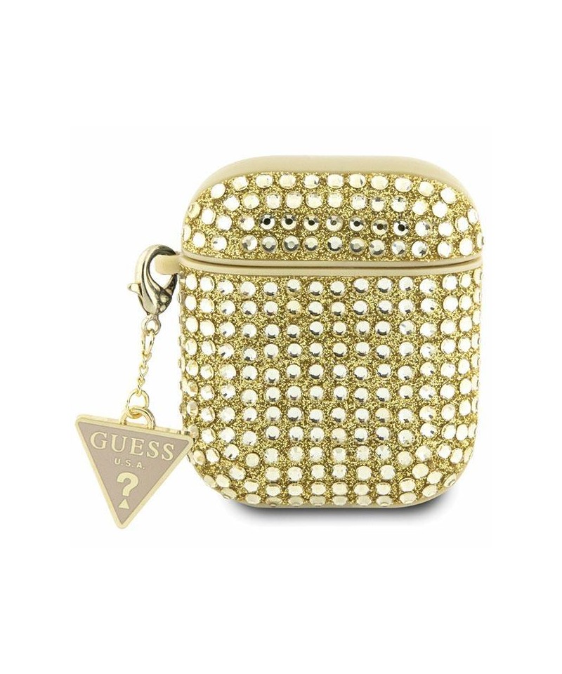 Guess GUA2HDGTPD AirPods 1/2 cover gold/gold Rhinestone Triangle Charm