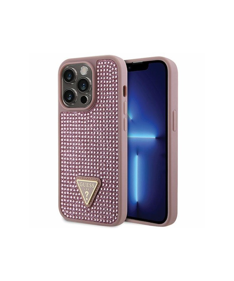 Guess GUHCP14LHDGTPP iPhone 14 Pro 6.1" pink/pink hardcase Rhinestone Triangle