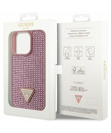 Guess GUHCP14LHDGTPP iPhone 14 Pro 6.1" pink/pink hardcase Rhinestone Triangle