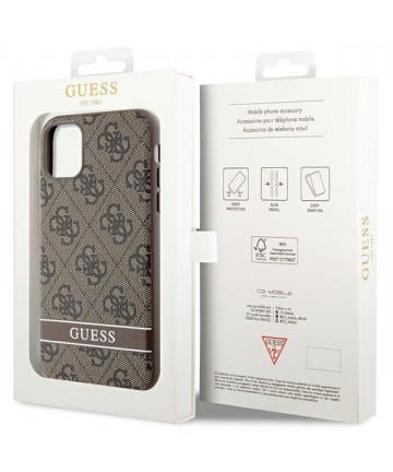 Guess GUHCN61P4SNW iPhone 11 / Xr brown/brown hardcase 4G Stripe