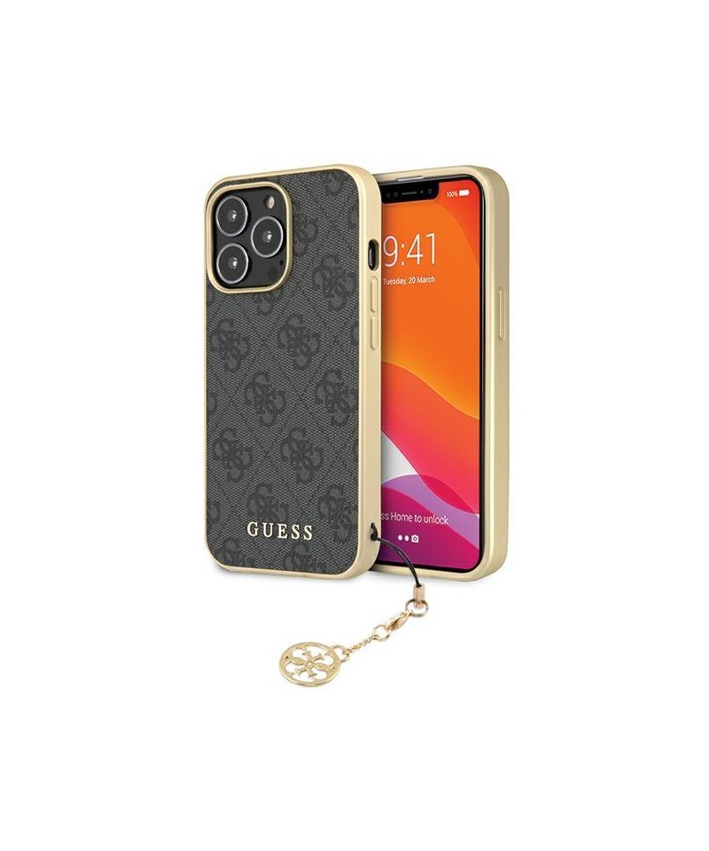Guess 4G Charms Collection case for iPhone 14 Pro - gray