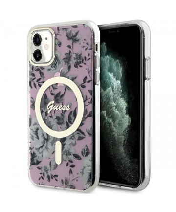 Guess GUHMN61HCFWSP iPhone 11 / Xr 6.1" pink/pink hardcase Flower MagSafe