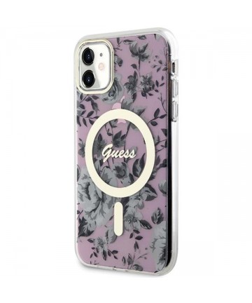 Guess GUHMN61HCFWSP iPhone 11 / Xr 6.1" pink/pink hardcase Flower MagSafe