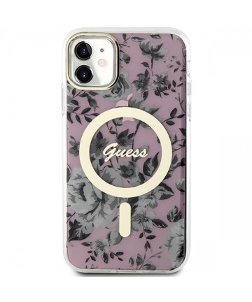 Guess GUHMN61HCFWSP iPhone 11 / Xr 6.1" pink/pink hardcase Flower MagSafe