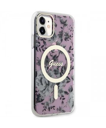 Guess GUHMN61HCFWSP iPhone 11 / Xr 6.1" pink/pink hardcase Flower MagSafe