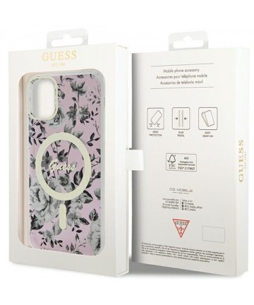 Guess GUHMN61HCFWSP iPhone 11 / Xr 6.1" pink/pink hardcase Flower MagSafe