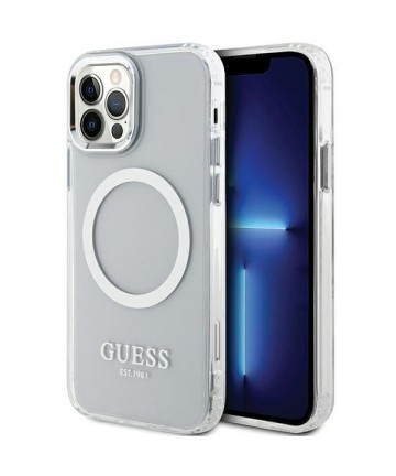 Guess Metal Outline Magsafe case for iPhone 12 / iPhone 12 Pro - silver