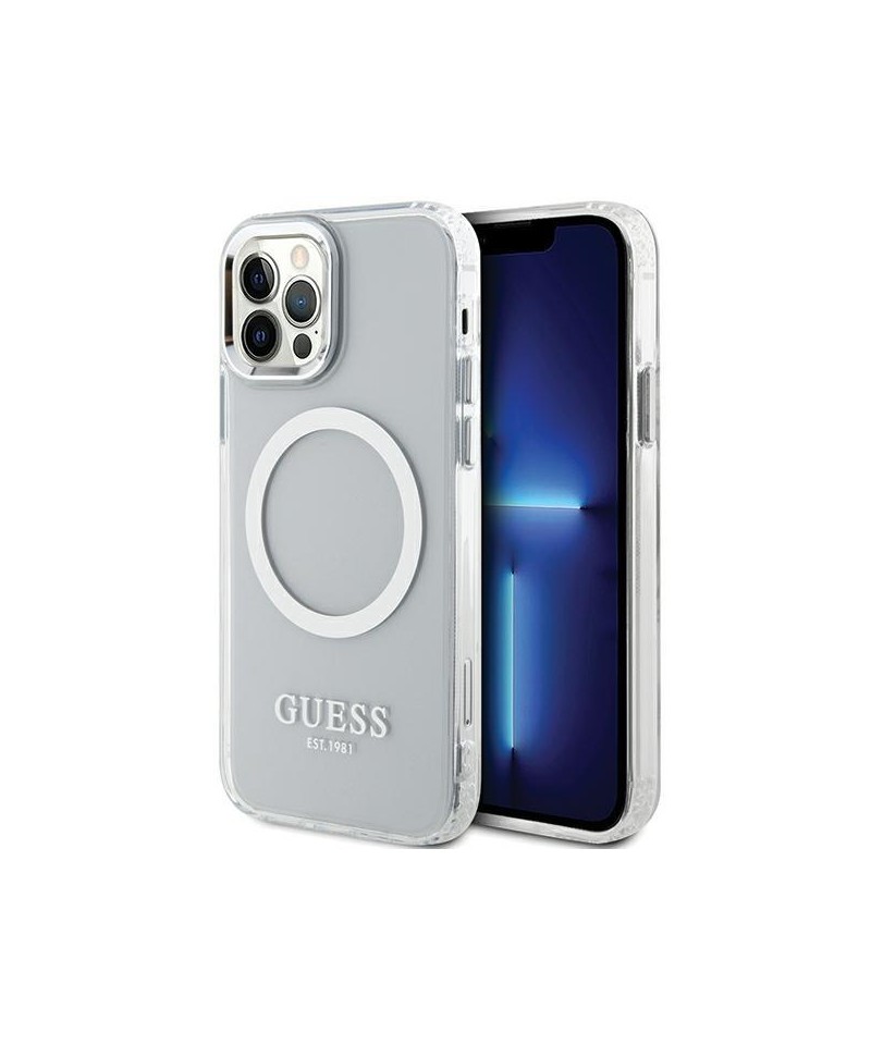 Guess Metal Outline Magsafe case for iPhone 12 / iPhone 12 Pro - silver
