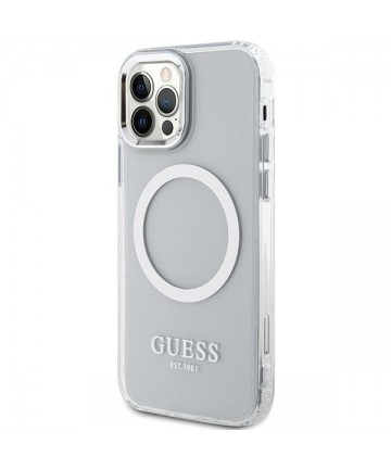 Guess Metal Outline Magsafe case for iPhone 12 / iPhone 12 Pro - silver