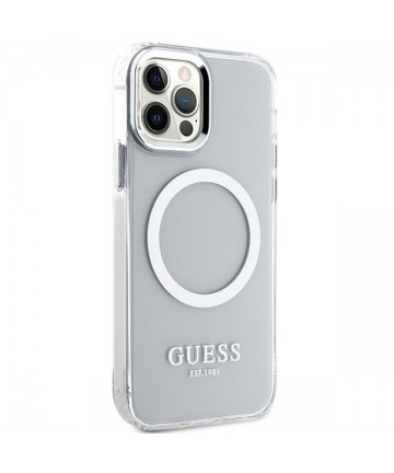 Guess Metal Outline Magsafe case for iPhone 12 / iPhone 12 Pro - silver