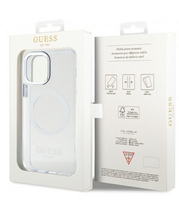 Guess Metal Outline Magsafe case for iPhone 12 / iPhone 12 Pro - silver