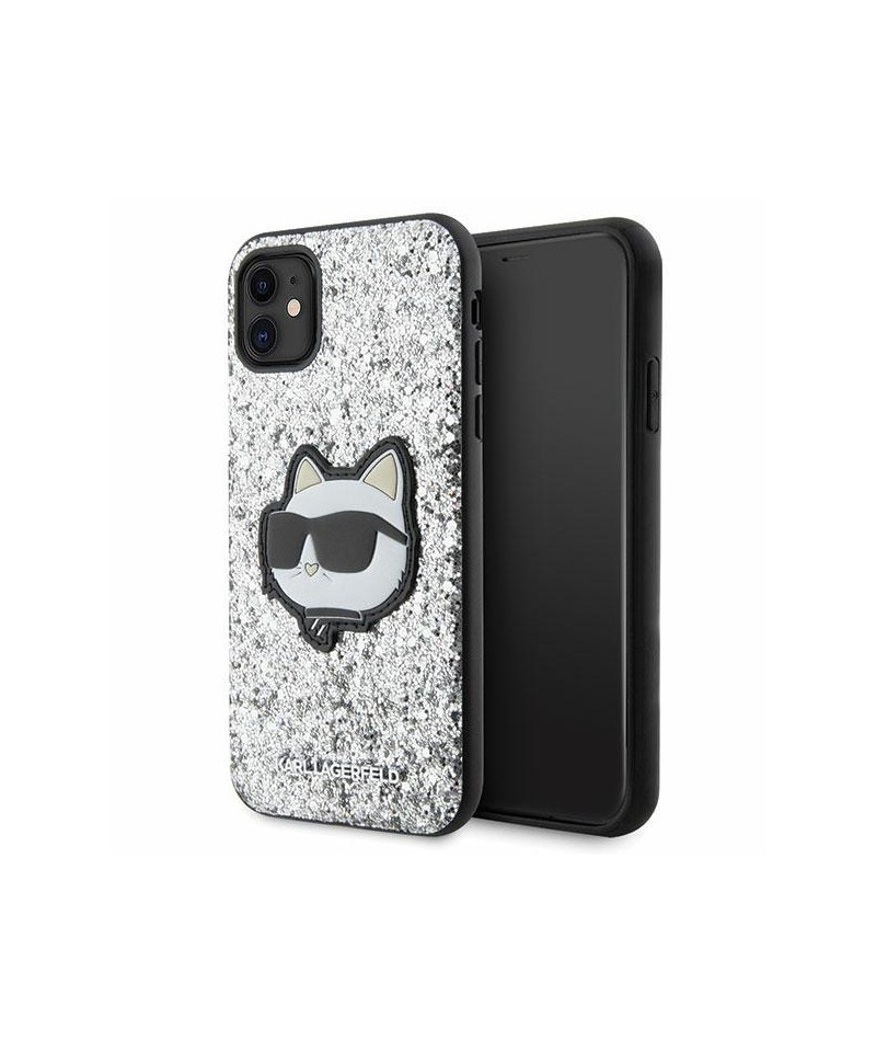 Karl Lagerfeld KLHCN61G2CPS iPhone 11 / Xr 6.1" silver/silver hardcase Glitter Choupette Patch