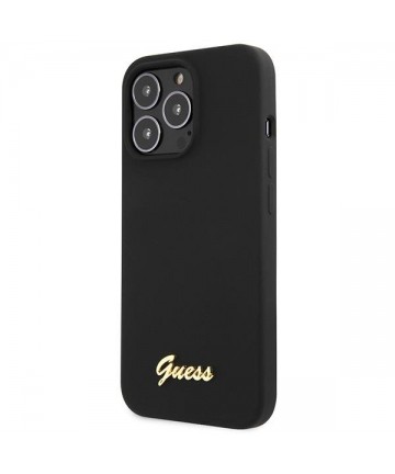 Guess GUHCP13XLSLMGBK iPhone 13 Pro Max 6.7" black/black hardcase Silicone Script Gold Logo