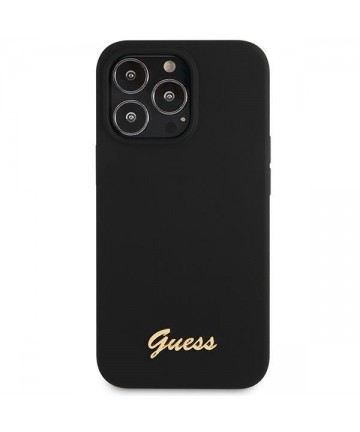 Guess GUHCP13XLSLMGBK iPhone 13 Pro Max 6.7" black/black hardcase Silicone Script Gold Logo