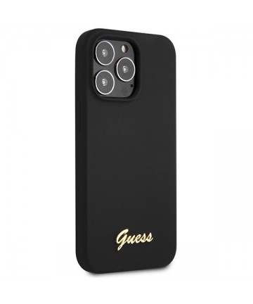Guess GUHCP13XLSLMGBK iPhone 13 Pro Max 6.7" black/black hardcase Silicone Script Gold Logo