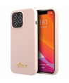 Guess GUHCP13XLSLMGLP iPhone 13 Pro Max 6.7" light pink/light pink hardcase Silicone Script Gold Logo