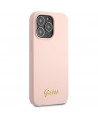 Guess GUHCP13XLSLMGLP iPhone 13 Pro Max 6.7" light pink/light pink hardcase Silicone Script Gold Logo