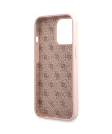 Guess GUHCP13XLSLMGLP iPhone 13 Pro Max 6.7" light pink/light pink hardcase Silicone Script Gold Logo