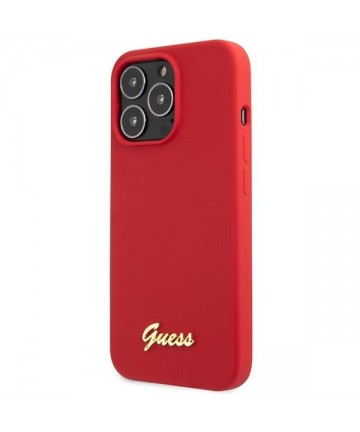 Guess GUHCP13XLSLMGRE iPhone 13 Pro Max 6.7" red/burgundy hard case Silicone Vintage Gold Logo