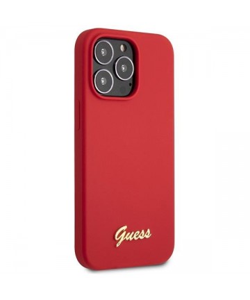 Guess GUHCP13XLSLMGRE iPhone 13 Pro Max 6.7" red/burgundy hard case Silicone Vintage Gold Logo