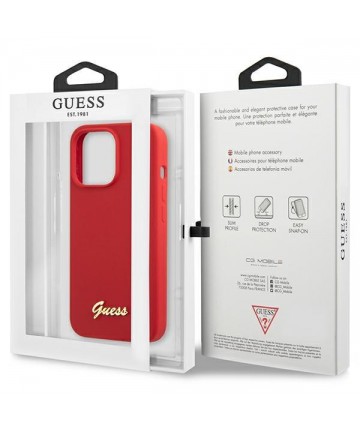 Guess GUHCP13XLSLMGRE iPhone 13 Pro Max 6.7" red/burgundy hard case Silicone Vintage Gold Logo