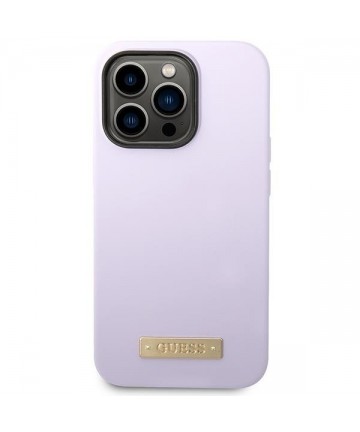 Guess GUHMP14LSBPLU iPhone 14 Pro 6.1" purple/purple hard case Silicone Logo Plate MagSafe