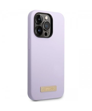 Guess GUHMP14LSBPLU iPhone 14 Pro 6.1" purple/purple hard case Silicone Logo Plate MagSafe