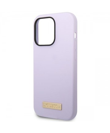 Guess GUHMP14LSBPLU iPhone 14 Pro 6.1" purple/purple hard case Silicone Logo Plate MagSafe