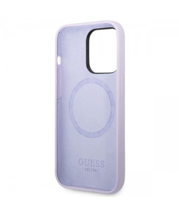Guess GUHMP14LSBPLU iPhone 14 Pro 6.1" purple/purple hard case Silicone Logo Plate MagSafe