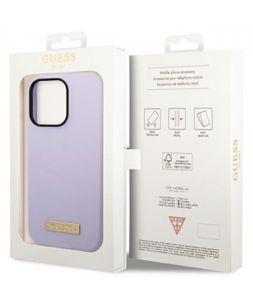 Guess GUHMP14LSBPLU iPhone 14 Pro 6.1" purple/purple hard case Silicone Logo Plate MagSafe