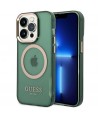 Guess GUHMP14XHTCMA iPhone 14 Pro Max 6.7" green/khaki hard case Gold Outline Translucent MagSafe