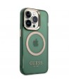 Guess GUHMP14XHTCMA iPhone 14 Pro Max 6.7" green/khaki hard case Gold Outline Translucent MagSafe