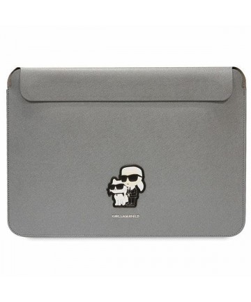 Karl Lagerfeld Saffiano Karl&Choupette case for a 14" laptop - silver