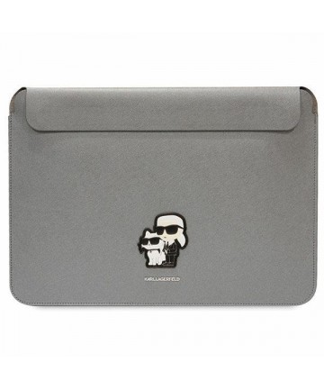 Karl Lagerfeld Saffiano Karl&Choupette case for a 16" laptop - silver